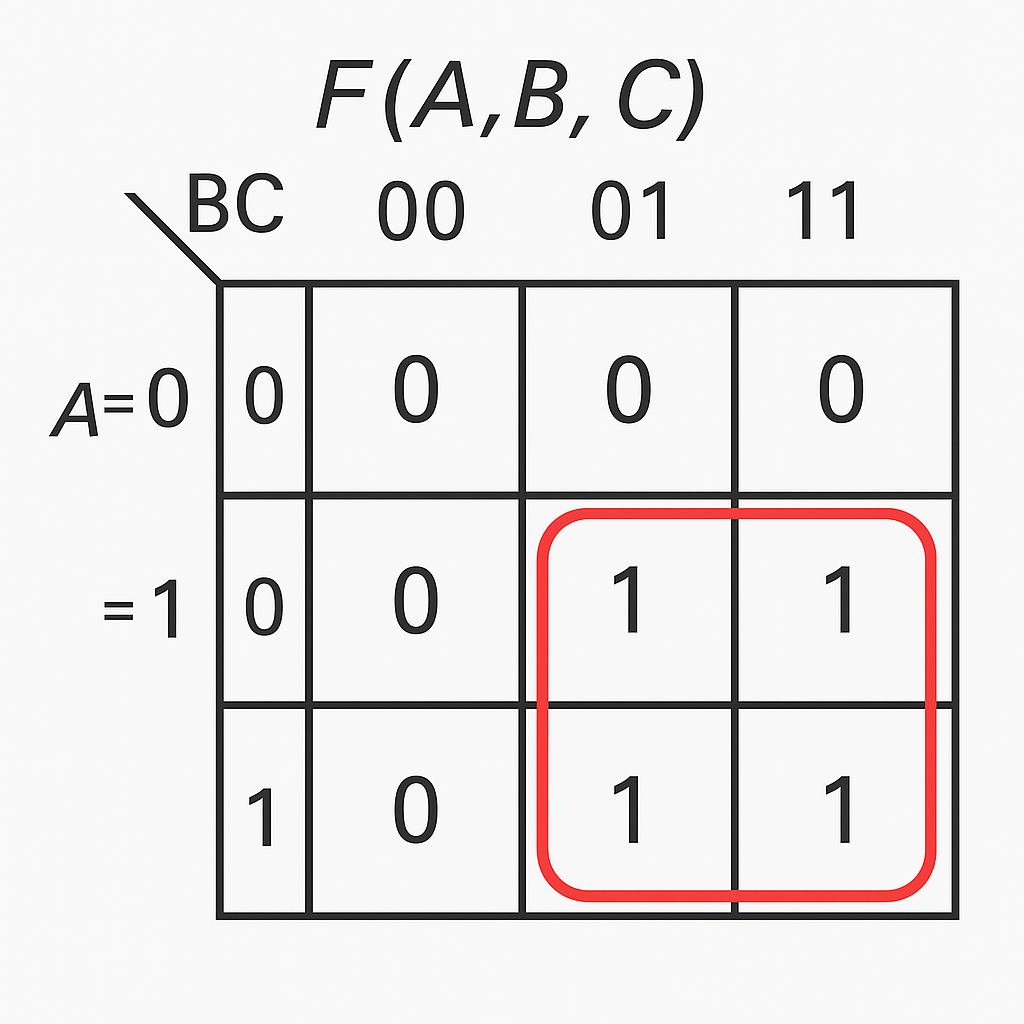3‑variable K‑map, majority function
